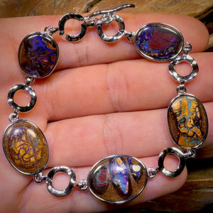 Sterling Silver - “Awesome” Solid Australian Boulder Opal Bracelet