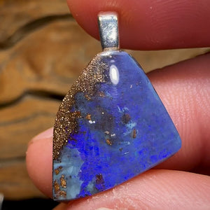 Sterling Silver - Solid Queensland Boulder Opal Pendant