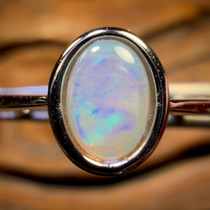Bague en argent sterling avec opale de cristal d'Australie du Sud