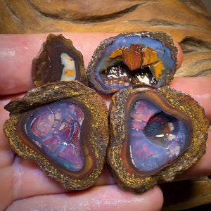 🔒152,7 ct - 4x Yowah-Nuss-Rohdiamant mit teilweisem Kristallzentrum (Paket)