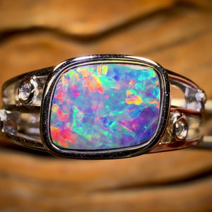 Sterling Silver - Queensland Boulder Unisex Opal Doublet Ring
