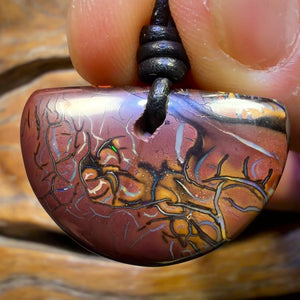 30 x 19mm - “Tribal Dancers” Drilled Tribal Queensland Boulder Opal Necklace