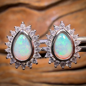 Sterling Silver - South Australian Crystal Opal Stud Earrings