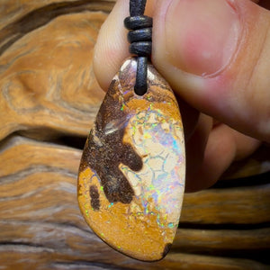 37 x 19mm - “Beach Lagoon” Drilled Queensland Boulder Opal Necklace