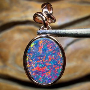 Sterling Silver Rose Gold Plated - Queensland Boulder Opal Doublet Pendant