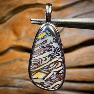 White Tribal Daddy Sterling Silver - UNISEX Solid Tribal Boulder Opal Pendant