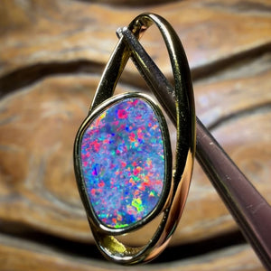 Sterling Silver Gold Plated - Queensland Boulder Opal Doublet Pendant