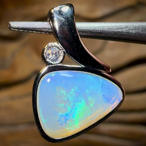 Sterling Silver - Solid South Australian Crystal Opal Pendant, “Swept Bail”