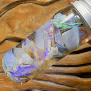 59.7cts - Rare Mintabie Rough Opal Vial. South Australian Opal