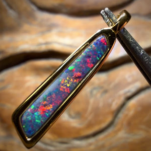 Sterling Silver Gold Plated - Queensland Boulder Opal Doublet Pendant Great Red