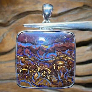 Sterling Silver - Solid Australian Boulder Opal Pendant