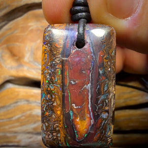 33 x 20mm - Drilled Tribal Queensland Boulder Opal Necklace