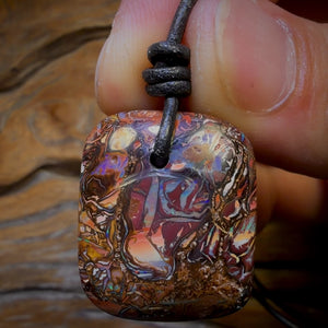 26 x 22mm - Drilled Tribal Queensland Boulder Opal Necklace