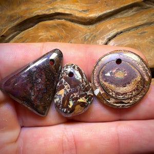 78.2cts - 3x Drilled Queensland Boulder Opals. BARGAIN Wholesale Parcel