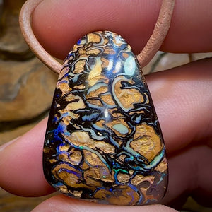 32 x 24mm - Drilled Australian Boulder Opal Necklace. Top Tribal