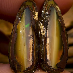 30.1cts - Highly Prized Yowah Nut Crystal Centre Rough Split Pair