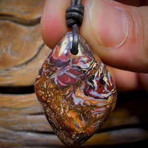 34 x 23mm - Drilled Tribal Queensland Tribal Boulder Opal Necklace