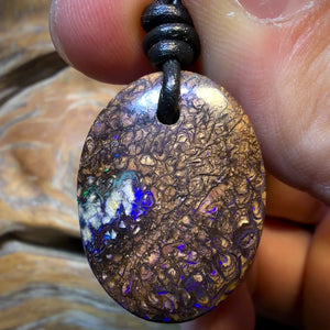 WildCard! 27 x 20mm - Drilled Tribal Queensland Boulder Opal Necklace