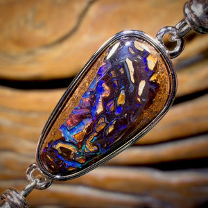 Sterling Silver - Solid Australian Boulder Opal Bracelet