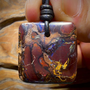 30 x 27mm - Drilled Tribal Queensland Boulder Opal Necklace