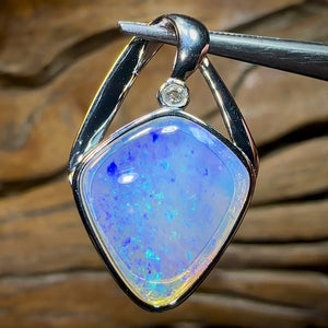 Sterling Silver - Solid South Australian Crystal Opal Pendant. Great Price