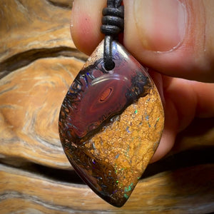 40 x 24mm - Drilled Tribal Queensland Boulder Opal Necklace