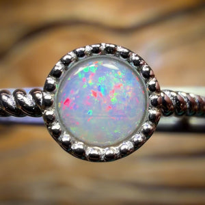 Wild Card! Sterling Silver - Solid South Australian Crystal Opal Ring Adjustable