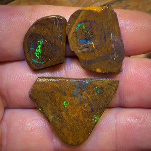 🔒74.8cts - 3x Queensland Boulder Opal Rubs. Bubble Band