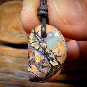 23 x 16mm - Drilled Tribal Queensland Boulder Opal Necklace