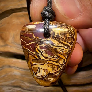 32 x 28mm - Drilled Boulder Opal Pendant w/ Eco Friendly Vegan Cord