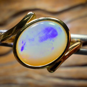 Sterling Silver G.P. - Solid South Australian Crystal Opal Ring