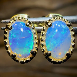 Sterling Silver Plated - South Australian Crystal Opal Stud Earrings