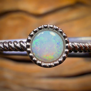 Sterling Silver - Solid South Australian Crystal Opal Ring