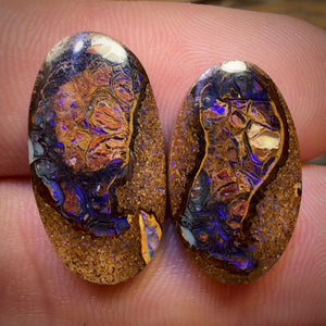 15.1cts - Tribal Queensland Boulder Opal Pair