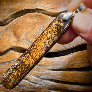 Huge Solid Queensland Boulder Opal Pendant Tribal Pattern with Free Bale fitting