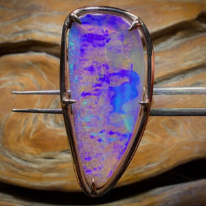 14k Rose Gold - Solid Top Queensland Boulder Pipe Opal Ring