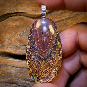 Solid Tribal Queensland Boulder Opal Pendant