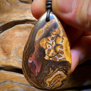 Bargain Card! 52 x 32mm - Drilled Tribal Queensland Boulder Opal Necklace