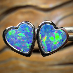 Sterling Silver - Australian Boulder Opal Doublet Stud Earrings