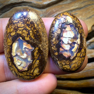 TGIF 111.9cts - Yowah Nut Partial Crystal Centre Pair Polished