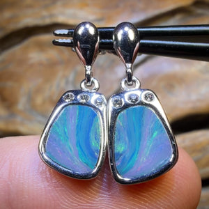 TGIF Sterling Silver - Australian Boulder Opal Doublet Drop Stud Earrings