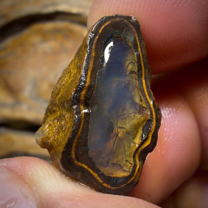 34.6cts - Yowah Nut Black Crystal Centre Opal Rough Half