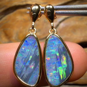 (28) Sterling Silber Vergoldet – Australische Boulder-Opal-Doublet Ohrstecker