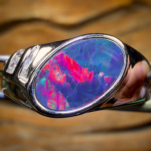 Sterling Silver - Queensland Boulder Opal Doublet Ring UNISEX