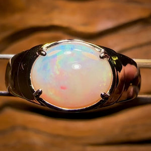 Sterling Silver - UNISEX Large South Australian Crystal SOLID Opal Ring
