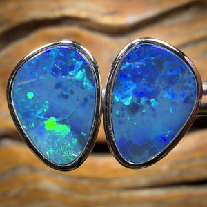 🔨 AUCTION 🔨 💎 High Roller Banger Auction 💎  Sterling Silver - Australian Boulder Opal Doublet Stud Earrings
