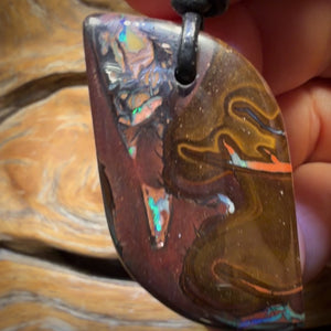 40 x 21mm - Drilled Tribal Queensland Boulder Opal Necklace