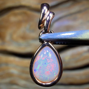 TGIF Sterling Silver Rose Gold Plated - Solid South Australian White Opal Pendant
