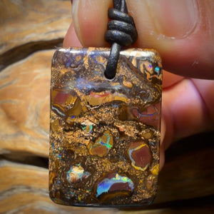 Wild Card! 32 x 22mm - Drilled Tribal Queensland Boulder Opal Necklace