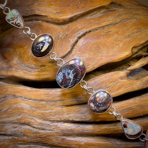 Sterling Silver -“Fob Style” Solid Australian Boulder Opal Bracelet One Only